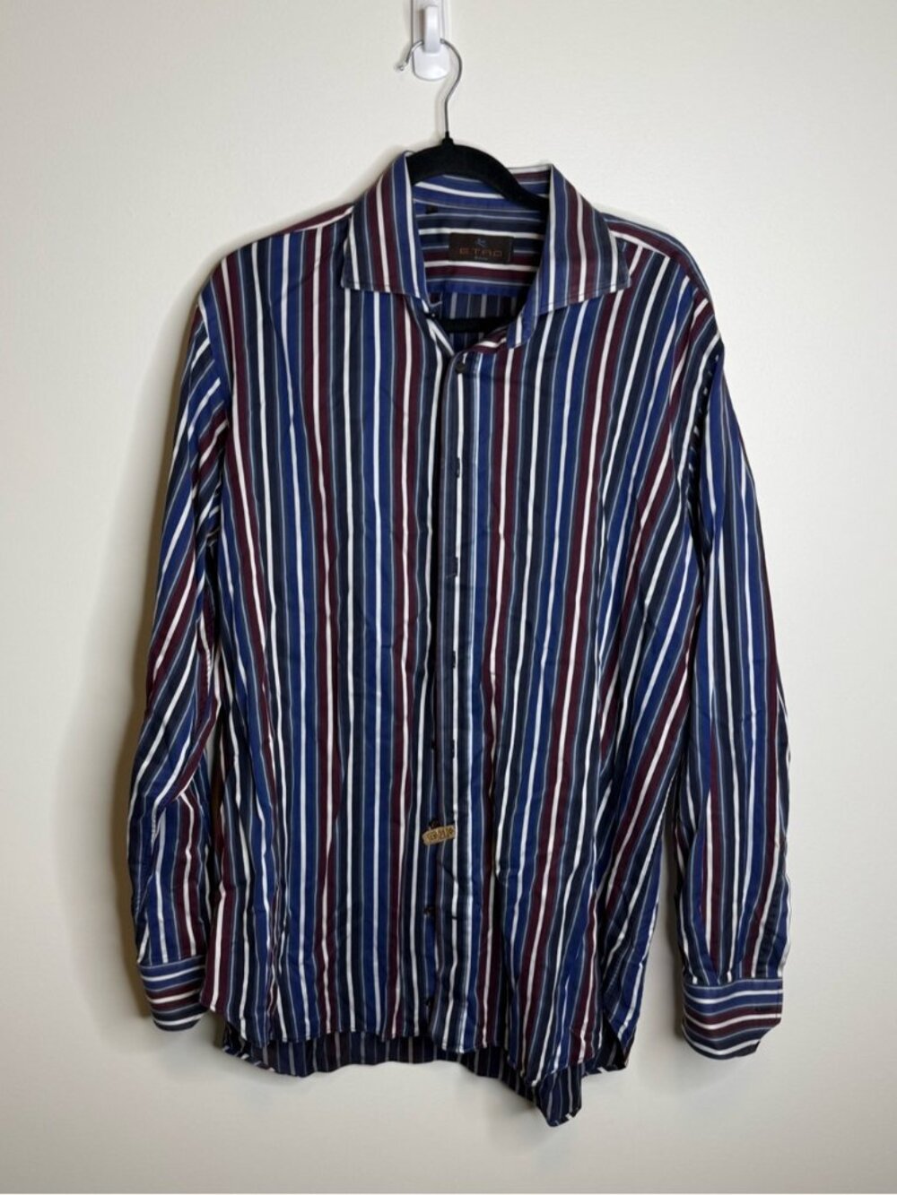 Etro Men’s Oversized Multicolor Striped Dress Shirt size 44